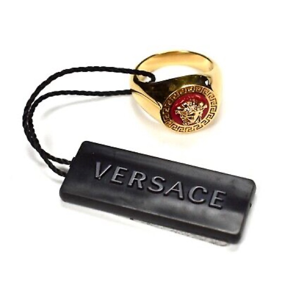 NWT VERSACE Gold Red Medusa Logo Ring - Picture 3 of 10